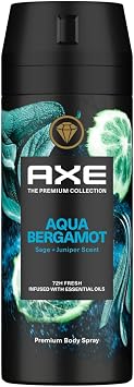 Axe The Premium Collection, Body Spray for Men, Aqua Bergamot,for fine body fragance & 72H odor protection deodorant, 150ml