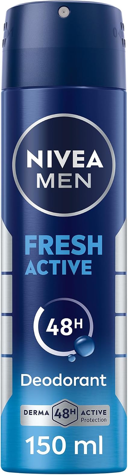 NIVEA MEN Fresh Active, Antibacterial Deodorant Spray for Men, 48H Active Protection, with Infini Fresh Formula, Long-Lasting Freshness, 150ml